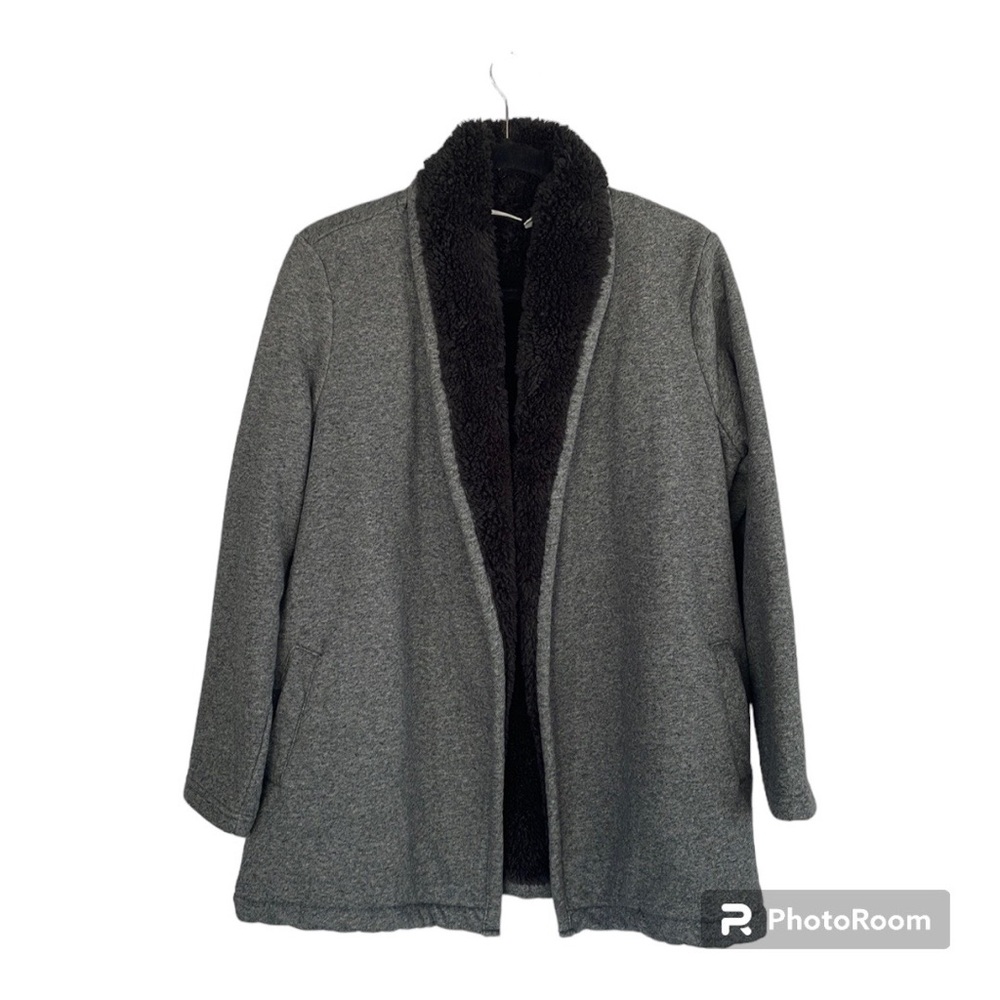 L.L. Bean Gray/Black Open Front Jacket Coat Size M